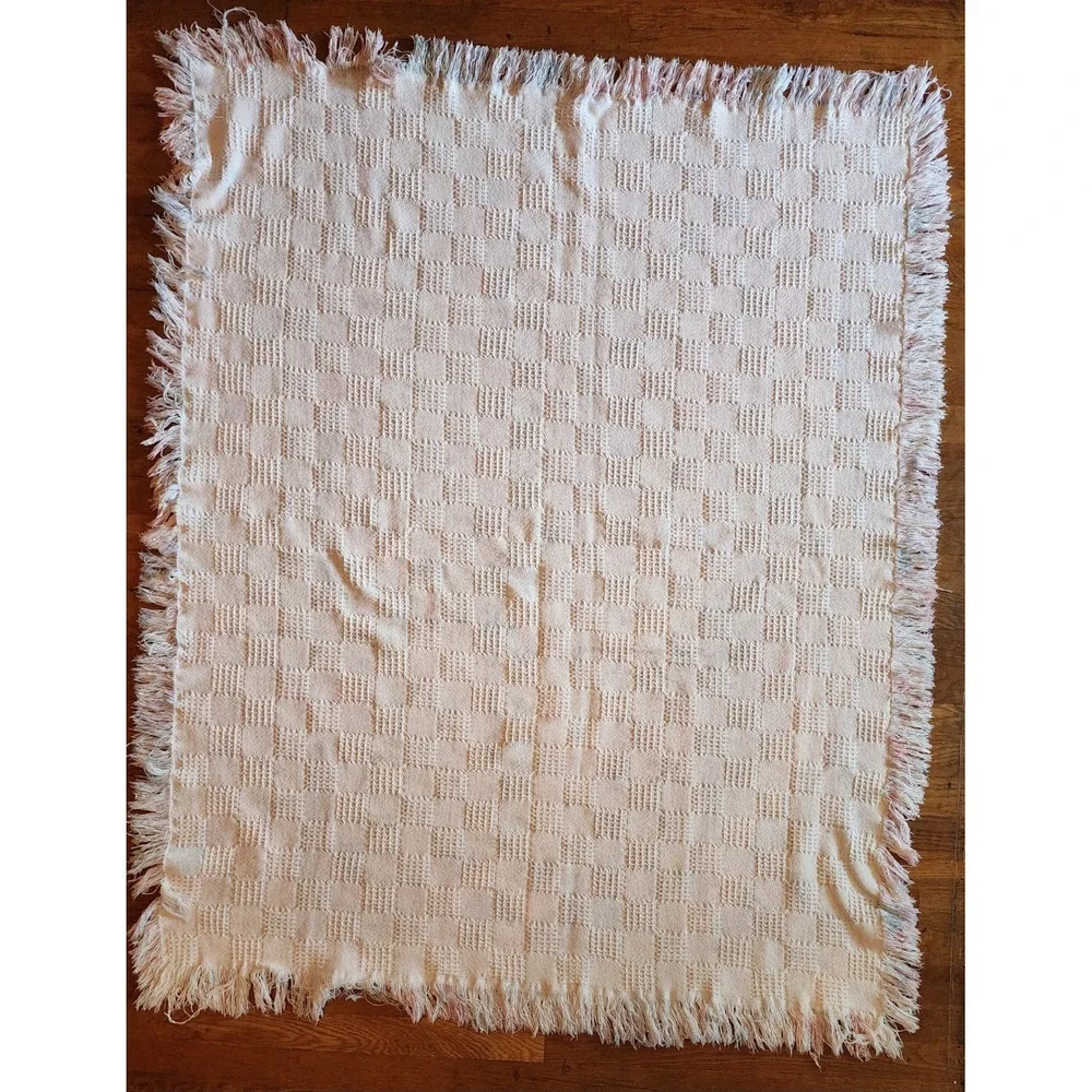VTG 1990s Pastel Woven Throw 48x60 Geometric Southwestern Cottagecore Afghan